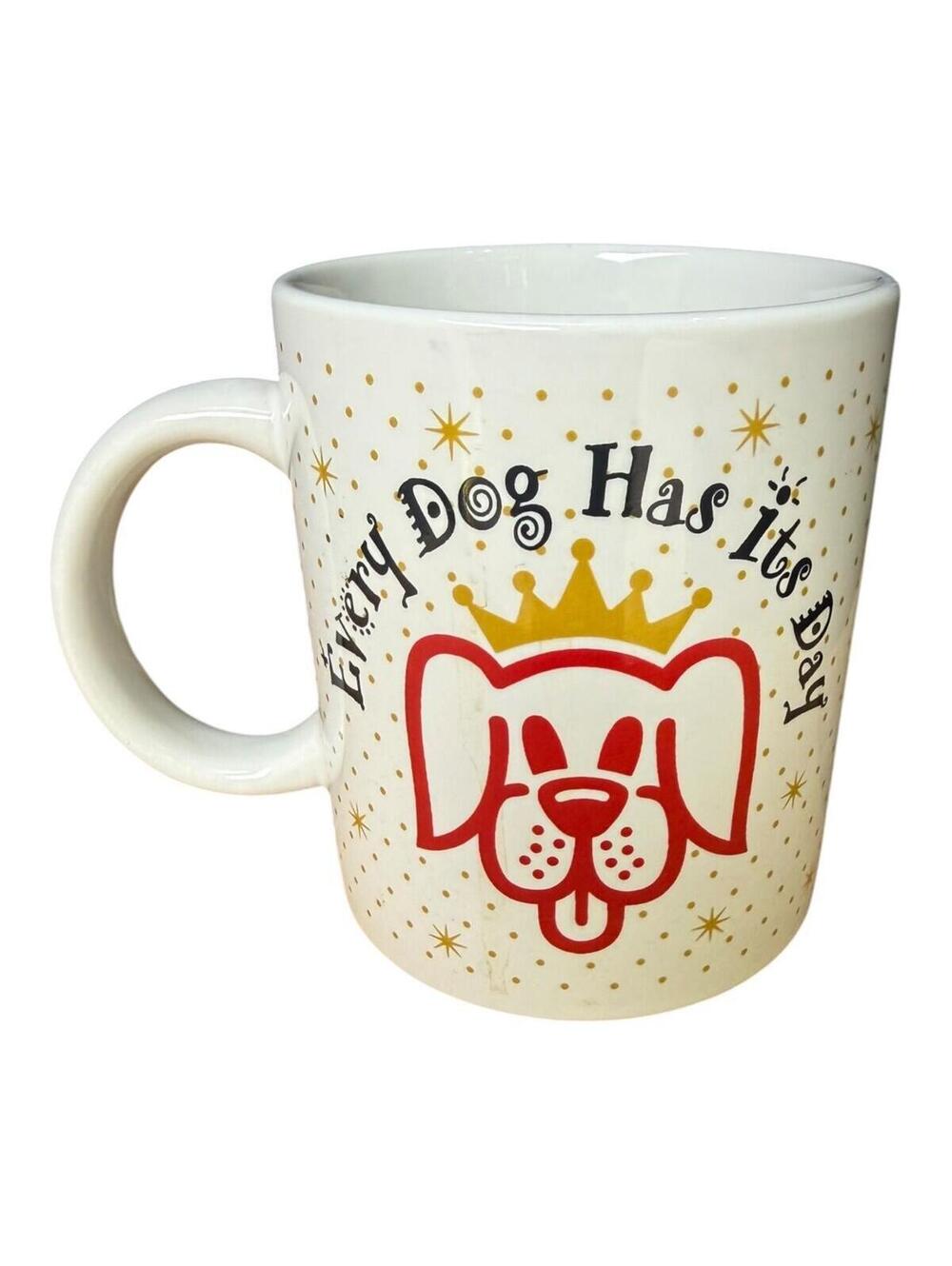 Vintage Houston Foods Every Dog Has Its Day Coffee Mug Red Dog Crown Gold HF 97